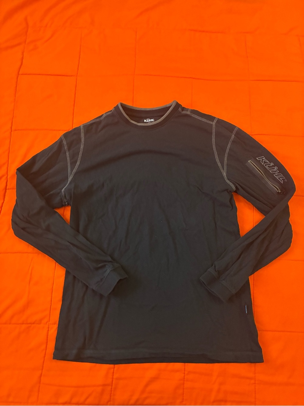 Kuhl Wildfibre Shirt Men Small Black Organic Cotton Hiking Long Sleeve Pullover